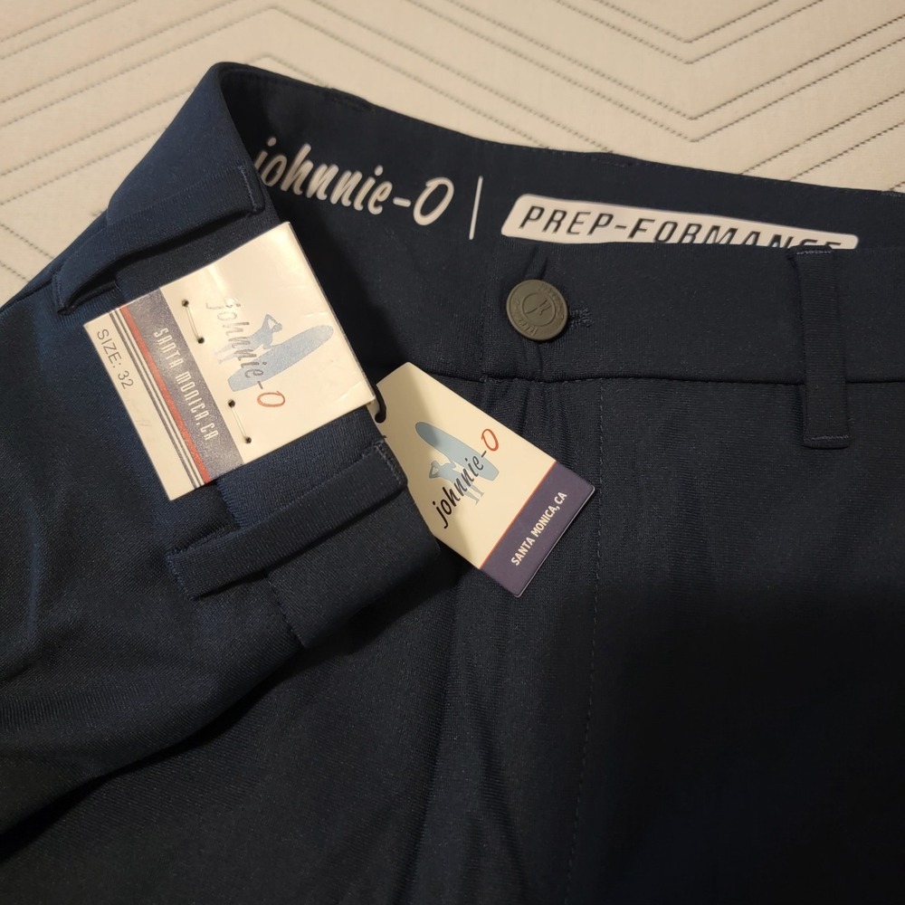 NWT Johnnie O Prep-Formance Cross Country Short High Tide Navy Blue Sz 32 $98